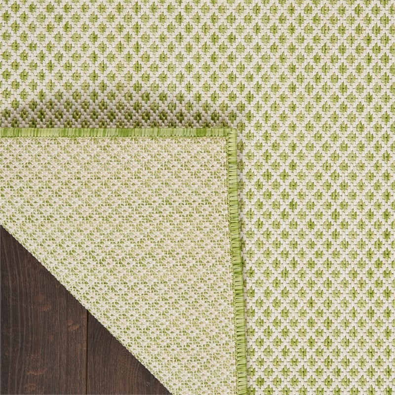 Nourison Courtyard 8' Runner Ivory Green Fabric Modern Area Rug (8' Runner)