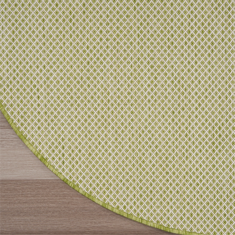 Nourison Courtyard 6' x Round Ivory Green Fabric Modern Area Rug (6' Round)