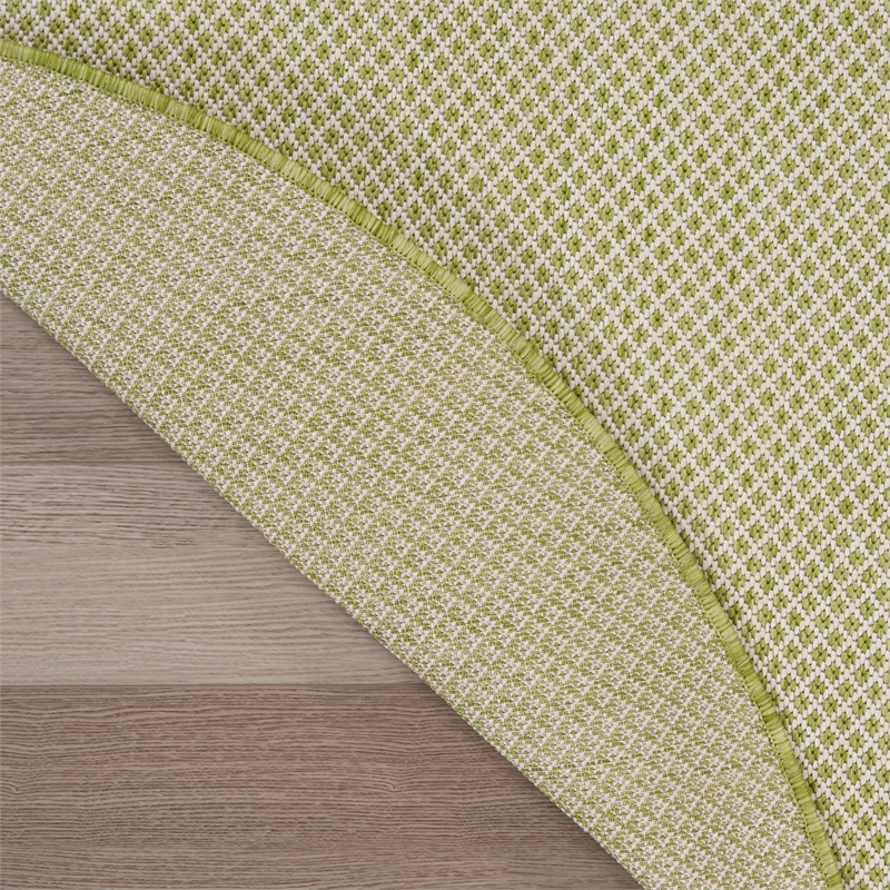 Nourison Courtyard 6' x Round Ivory Green Fabric Modern Area Rug (6' Round)