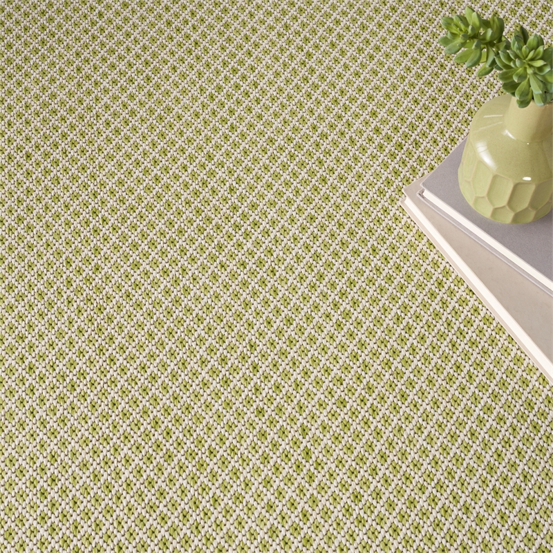 Nourison Courtyard 6' x Round Ivory Green Fabric Modern Area Rug (6' Round)
