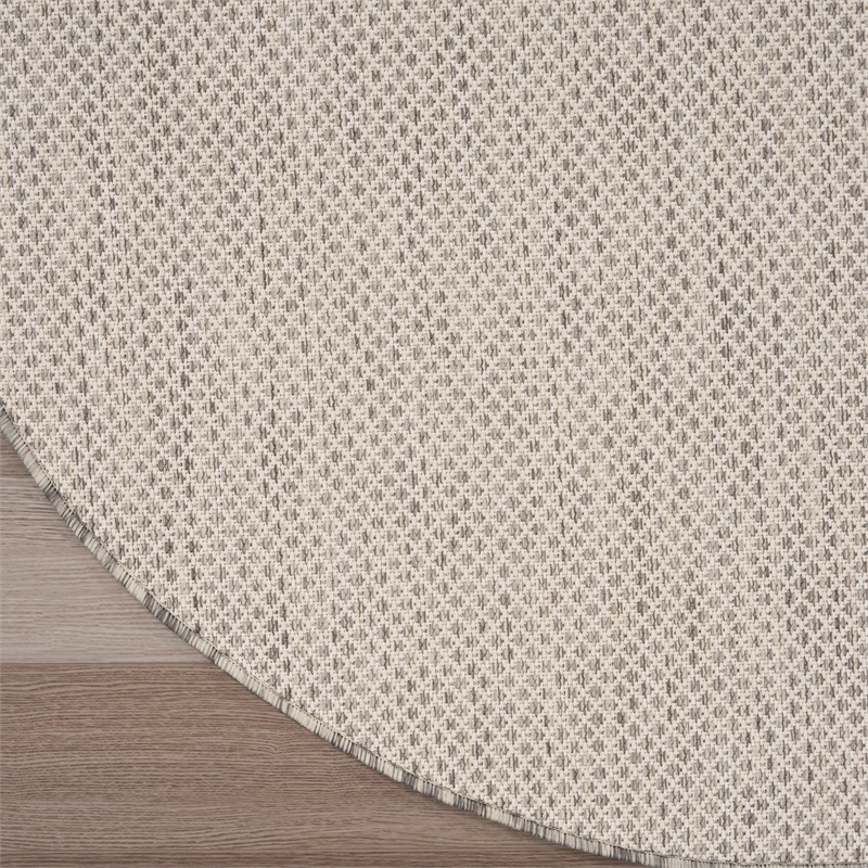 Nourison Courtyard 5' x 8' Oval Ivory Silver Fabric Modern Area Rug (8' Oval)
