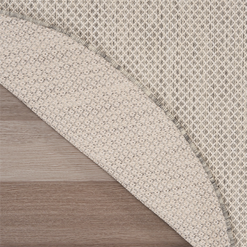 Nourison Courtyard 5' x 8' Oval Ivory Silver Fabric Modern Area Rug (8' Oval)