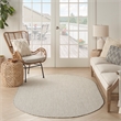 Nourison Courtyard 5' x 8' Oval Ivory Silver Fabric Modern Area Rug (8' Oval)