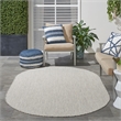 Nourison Courtyard 5' x 8' Oval Ivory Silver Fabric Modern Area Rug (8' Oval)