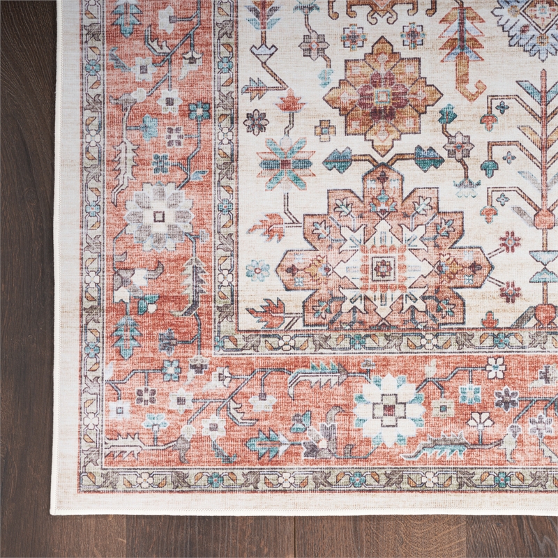 Nourison Fulton 8' x 10' Fabric Beige Multicolor Vintage Flatweave Indoor Rug