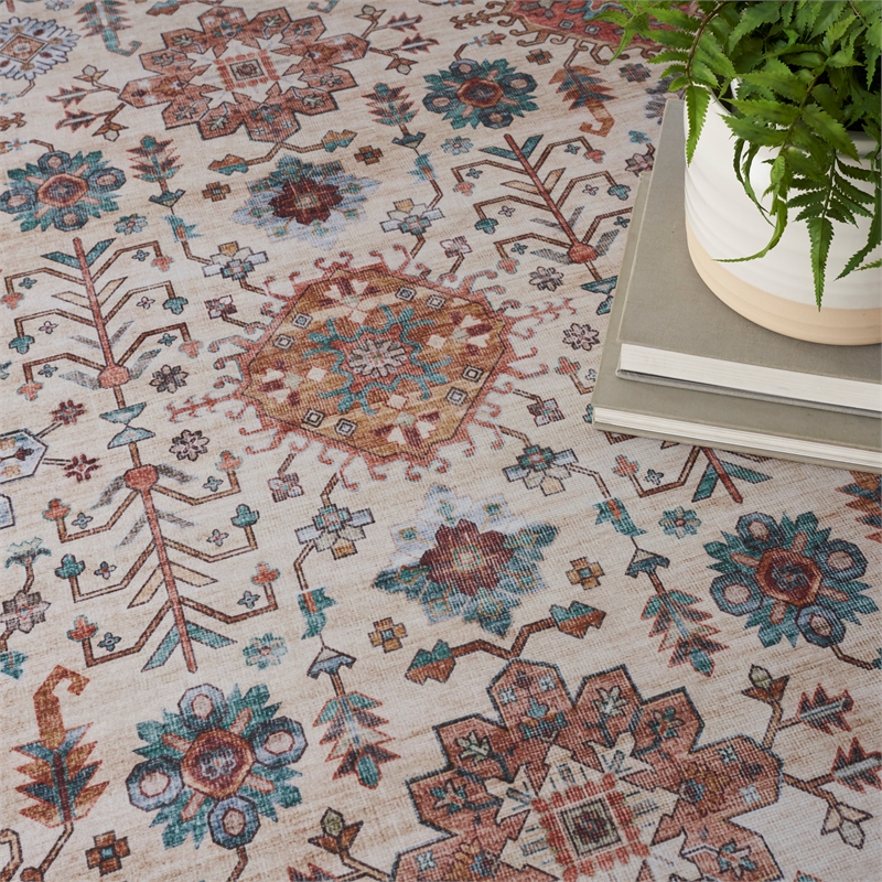 Nourison Fulton 8' x 10' Fabric Beige Multicolor Vintage Flatweave Indoor Rug