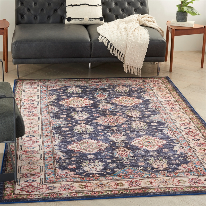 Nourison Fulton 8' x 10' Fabric Navy Blue Vintage Flatweave Indoor Rug