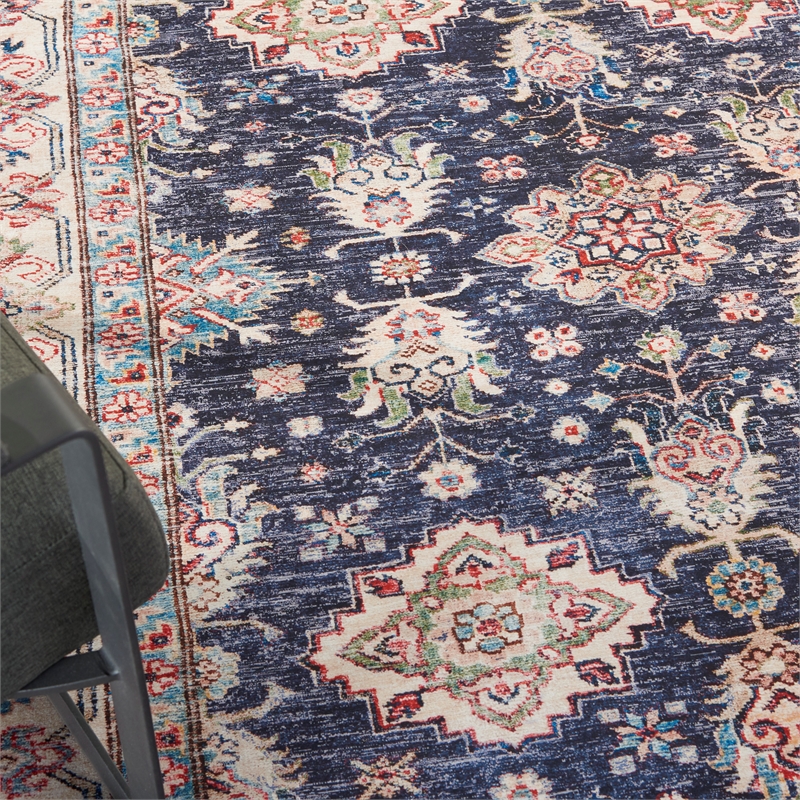 Nourison Fulton 8' x 10' Fabric Navy Blue Vintage Flatweave Indoor Rug
