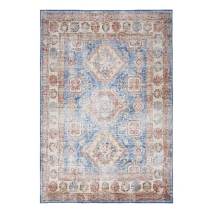 Nourison Fulton 7'10&quot x 9'10&quot Fabric Blue Ivory Vintage Flatweave Indoor Rug