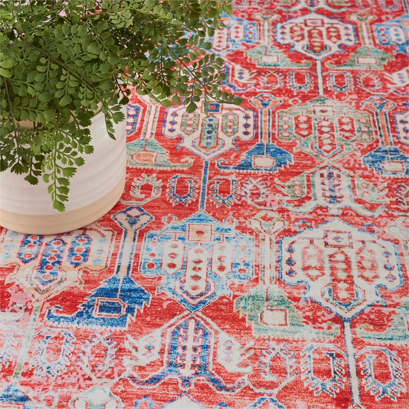 Nourison Fulton 5' x 7' Fabric Red Vintage Flatweave Indoor Rug
