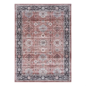 Nourison Fulton 7'10&quot x 9'10&quot Fabric Brick Red Vintage Flatweave Indoor Rug