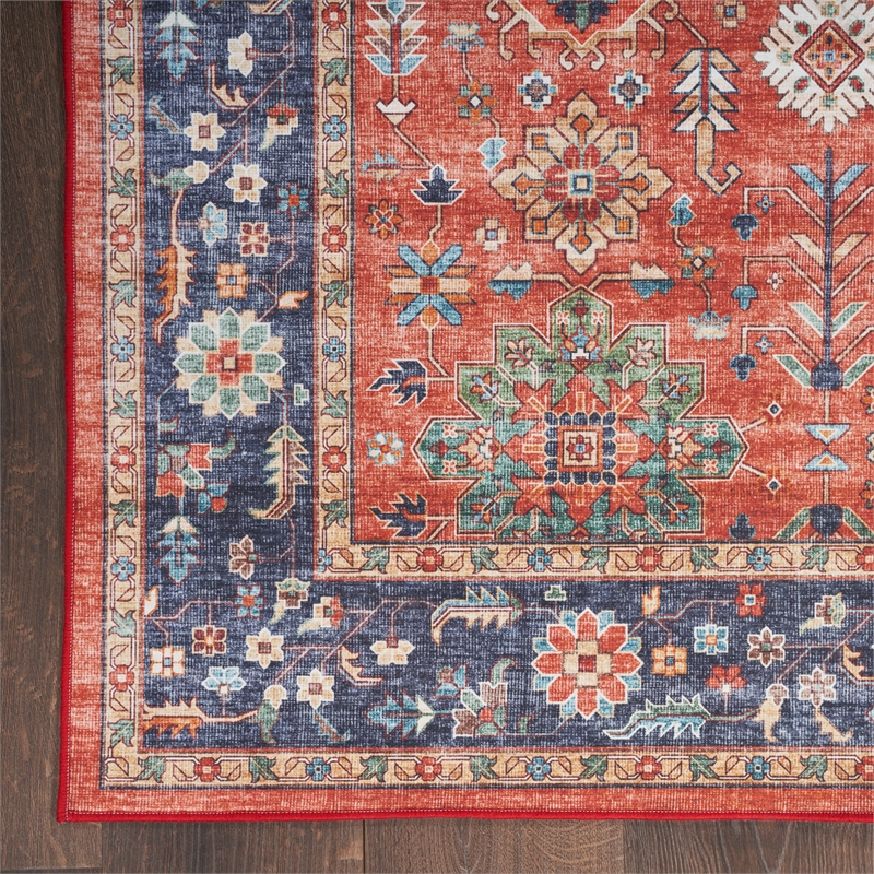 Nourison Fulton 5' x 7' Fabric Rust Red Vintage Flatweave Indoor Rug