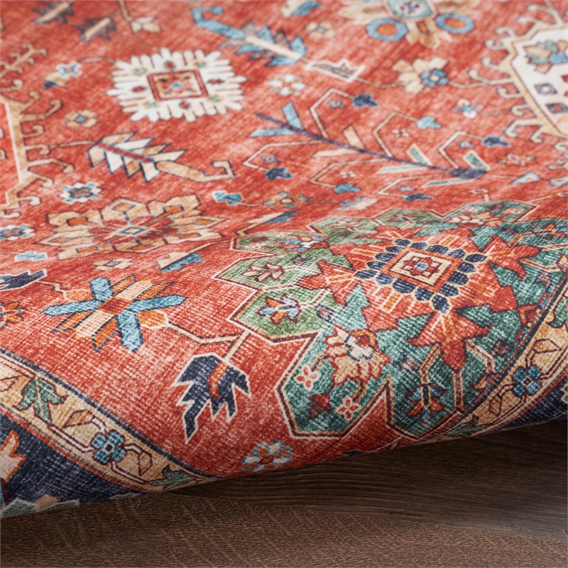 Nourison Fulton 5' x 7' Fabric Rust Red Vintage Flatweave Indoor Rug