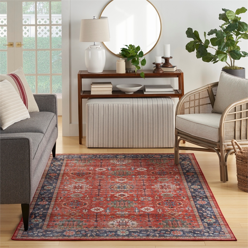 Nourison Fulton 5' x 7' Fabric Rust Red Vintage Flatweave Indoor Rug