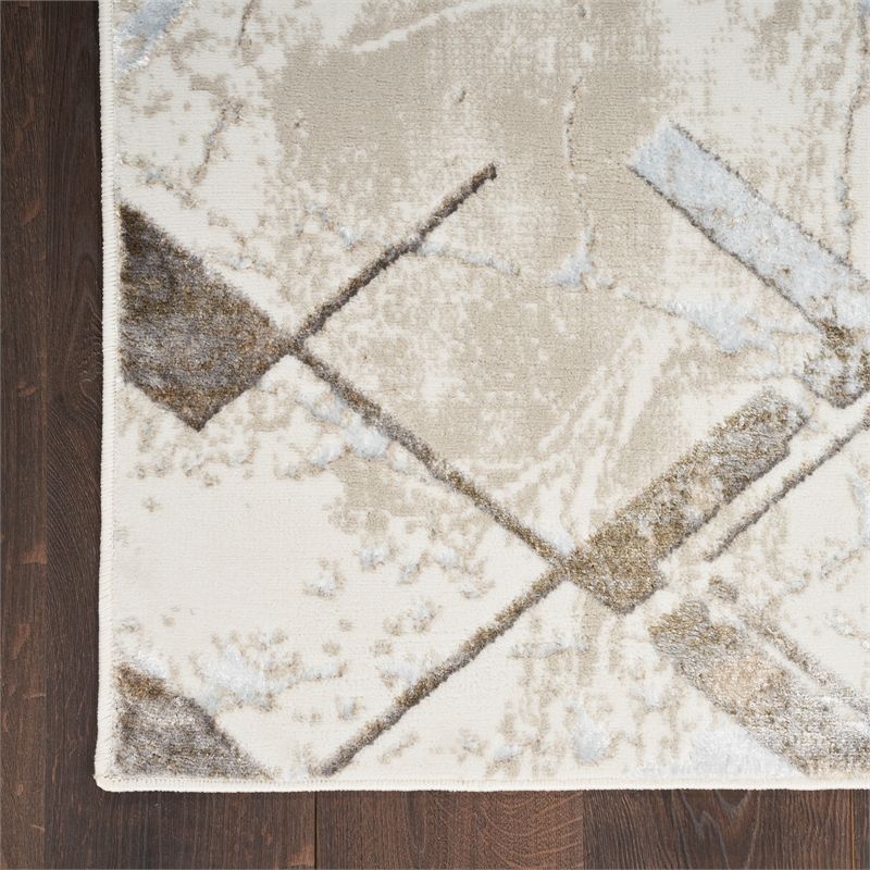 Nourison Glam 9' x 12' Ivory/Grey Modern Indoor Rug