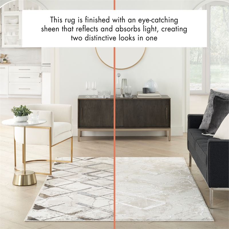 Nourison Glam 9' x 12' Ivory/Grey Modern Indoor Rug