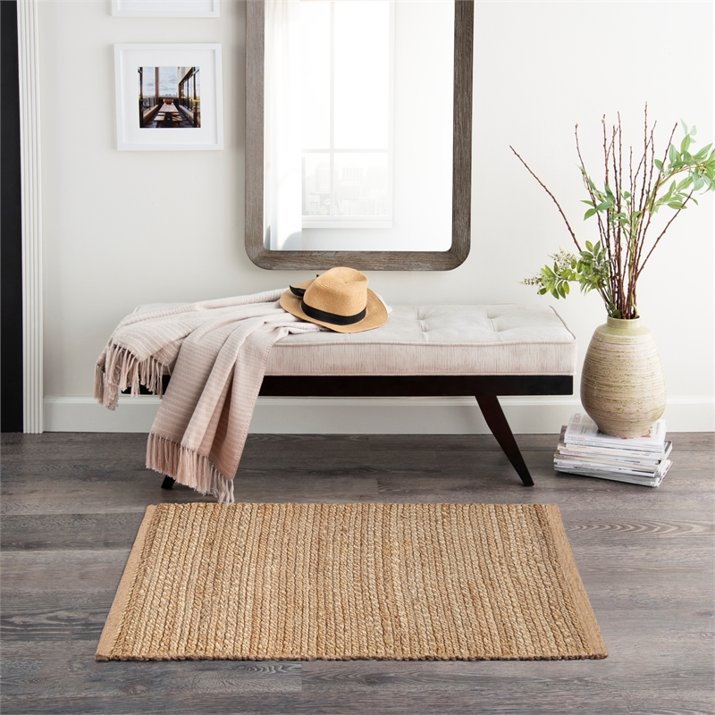 Nourison Natural Jute 3' x 5' Natural Fabric Indoor Rug