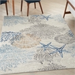 Nourison Pompeii 6' x 9' Ivory Gray Blue Fabric Nautical & Beach Area Rug