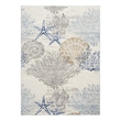 Nourison Pompeii 6' x 9' Ivory Gray Blue Fabric Nautical & Beach Area Rug
