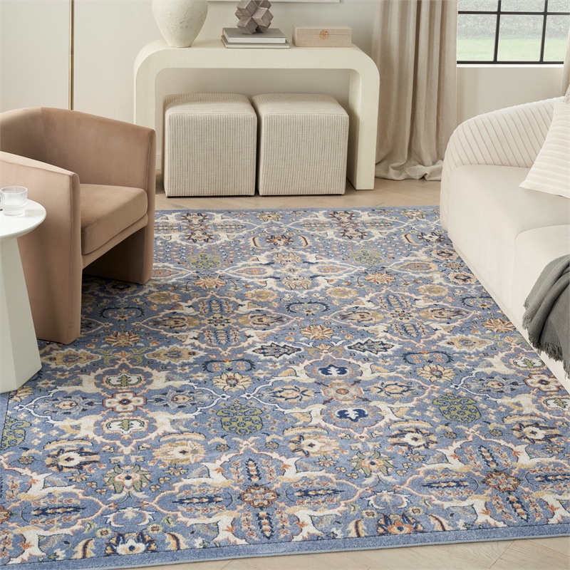 Nourison Allur 5' x 7' Light Blue Fabric Bohemian Area Rug (5' x 7')