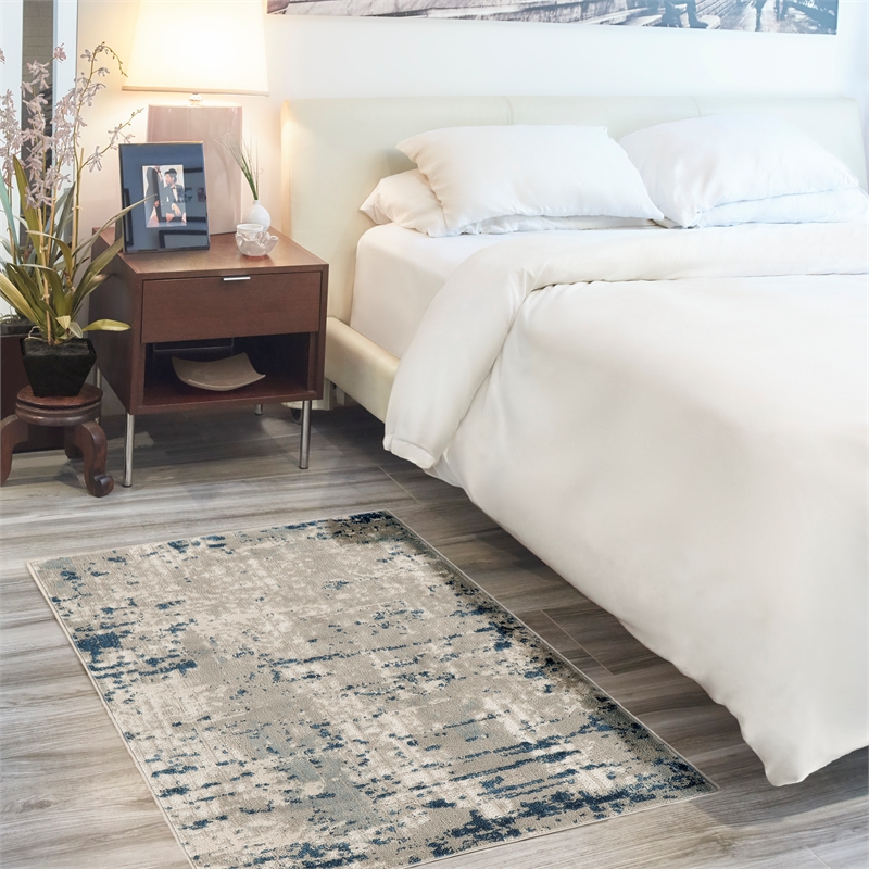 Nourison Concerto 2' x 4' Ivory Gray Blue Fabric Modern Area Rug (2' x 4')