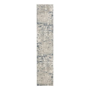 Nourison Concerto 8' Runner Ivory Gray Blue Fabric Modern Area Rug (8' Runner)