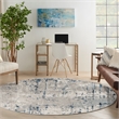 Nourison Concerto 5' x Round Ivory Gray Blue Fabric Modern Area Rug (5' Round)
