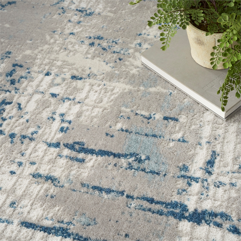 Nourison Concerto 7' x 10' Ivory Gray Blue Fabric Modern Area Rug (7' x 10')
