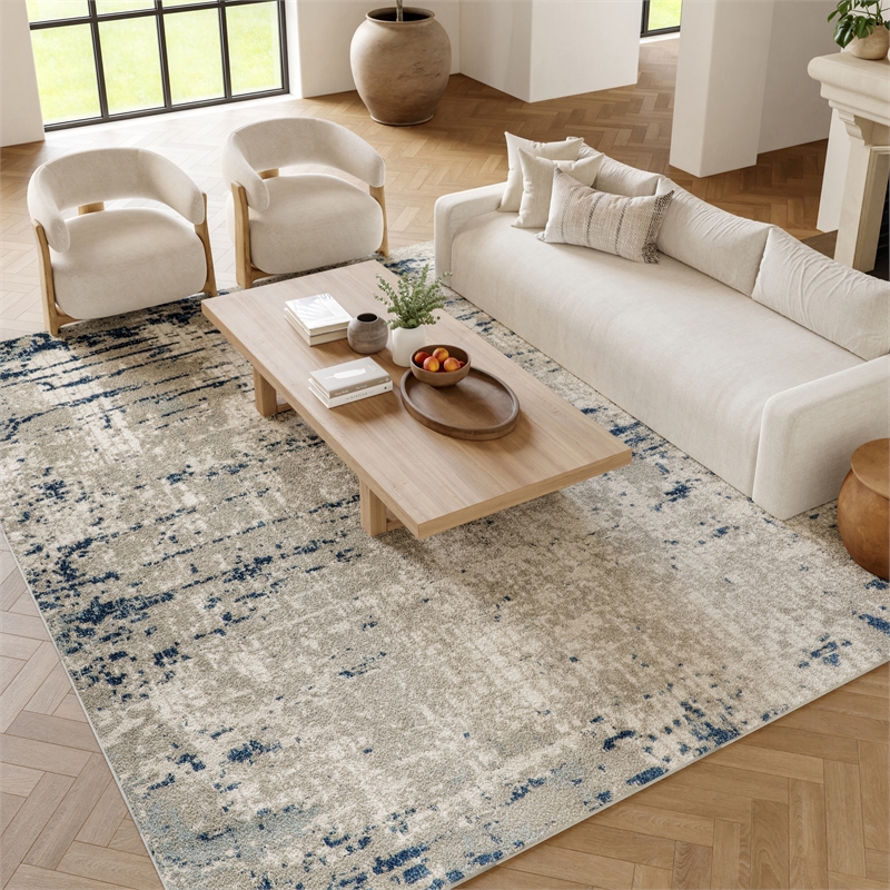 Nourison Concerto 7' x 10' Ivory Gray Blue Fabric Modern Area Rug (7' x 10')