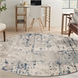 Nourison Concerto 8' x Round Ivory Gray Blue Fabric Modern Area Rug (8' Round)