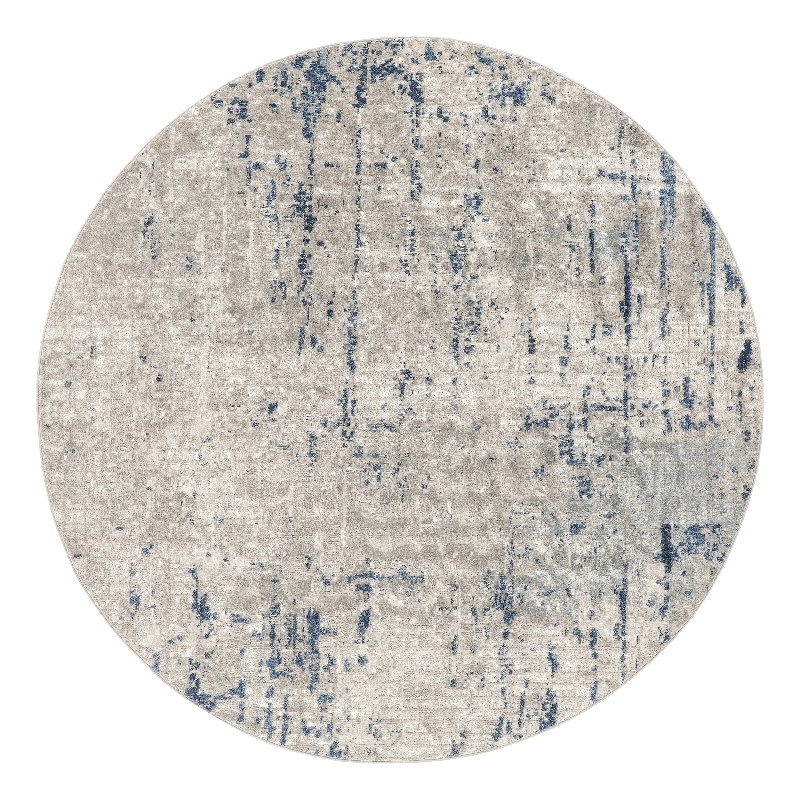 Nourison Concerto 8' x Round Ivory Gray Blue Fabric Modern Area Rug (8' Round)