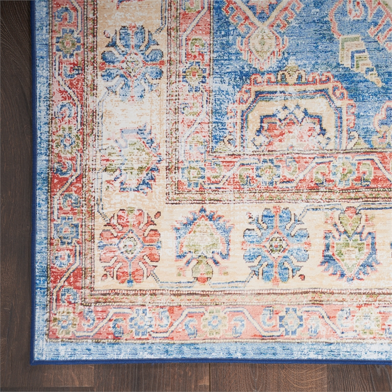 Nourison Home Fulton 2' x 3' Fabric Blue Ivory Vintage Flatweave Indoor Area Rug