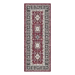 Nourison Home Fulton 5' Runner Fabric Red Vintage Flatweave Indoor Area Rug