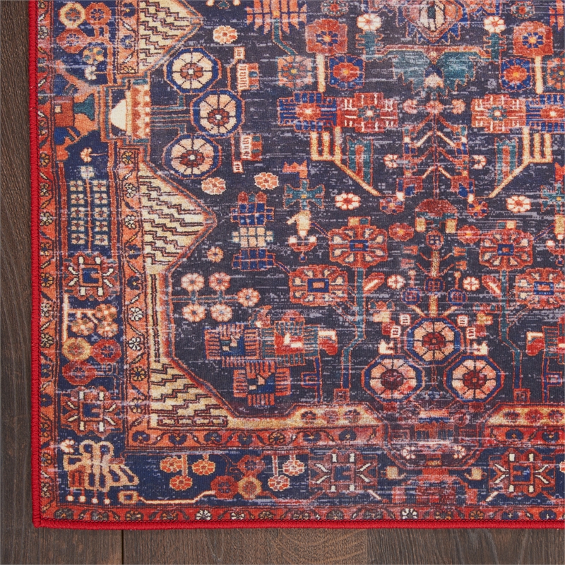 Nourison Home Fulton 5' Runner Fabric Red Vintage Flatweave Indoor Area Rug