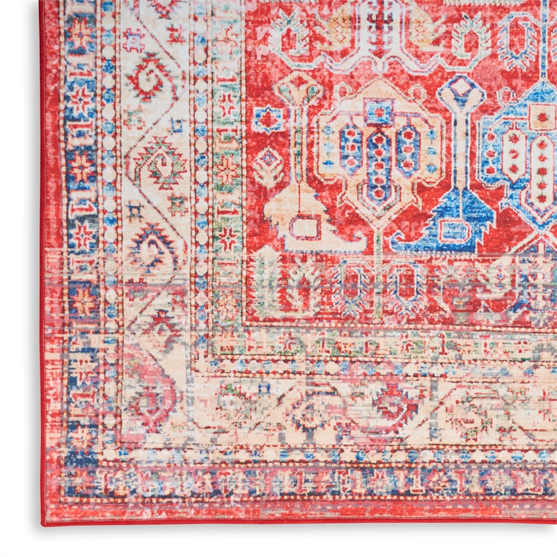 Nourison Home Fulton 5' Runner Fabric Red Vintage Flatweave Indoor Area Rug