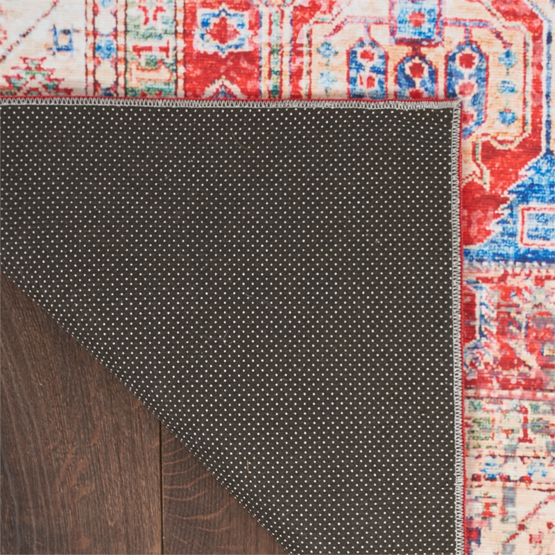 Nourison Home Fulton 5' Runner Fabric Red Vintage Flatweave Indoor Area Rug