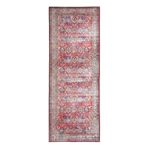 Nourison Home Fulton 5' Runner Fabric Red Vintage Flatweave Indoor Area Rug