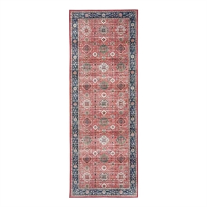 Nourison Home Fulton 5' Runner Fabric Brick Red Vintage Flatweave Indoor Rug