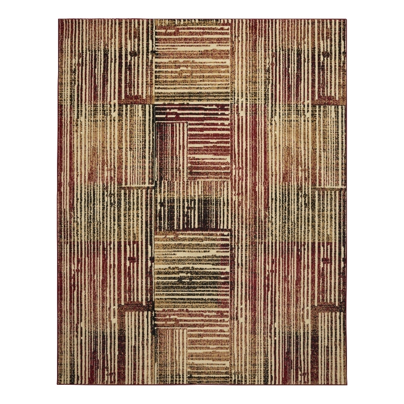 Nourison Home Grafix 5' x 7' Fabric Brick Red Multicolor Modern Indoor Rug