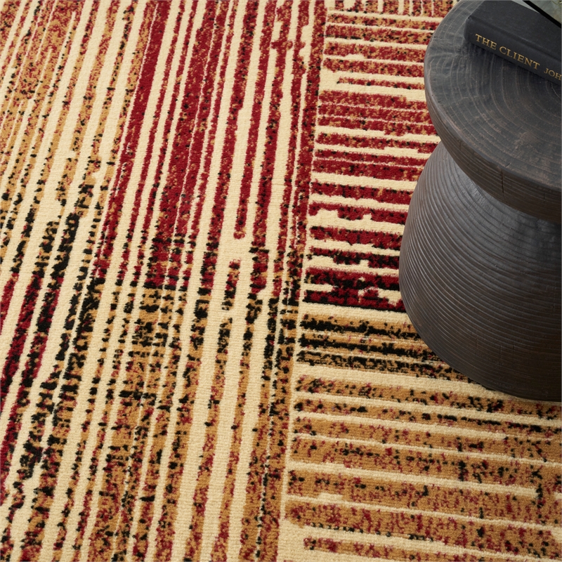 Nourison Home Grafix 8' x 10' Fabric Brick Red Multicolor Modern Indoor Rug