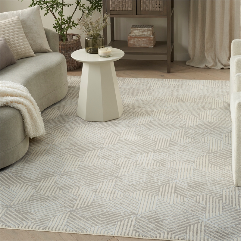 Nourison Home Grafix 8' x 10' Fabric Gray Modern Indoor Area Rug