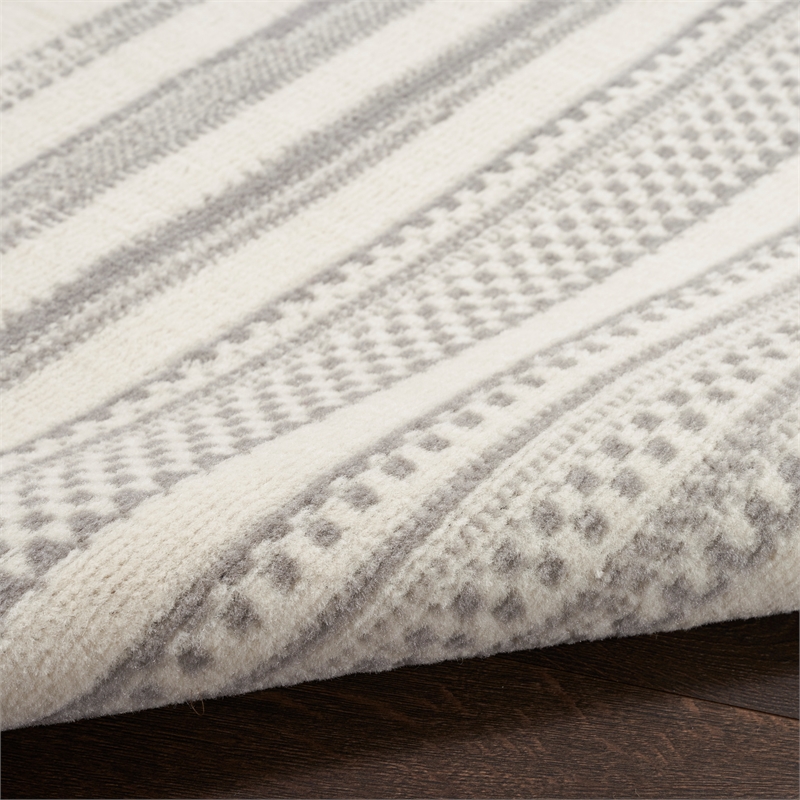 Nourison Home Grafix 8' Runner Fabric Ivory Gray Modern Indoor Area Rug