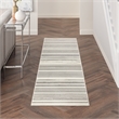 Nourison Home Grafix 8' Runner Fabric Ivory Gray Modern Indoor Area Rug
