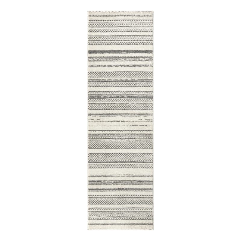 Nourison Home Grafix 8' Runner Fabric Ivory Gray Modern Indoor Area Rug