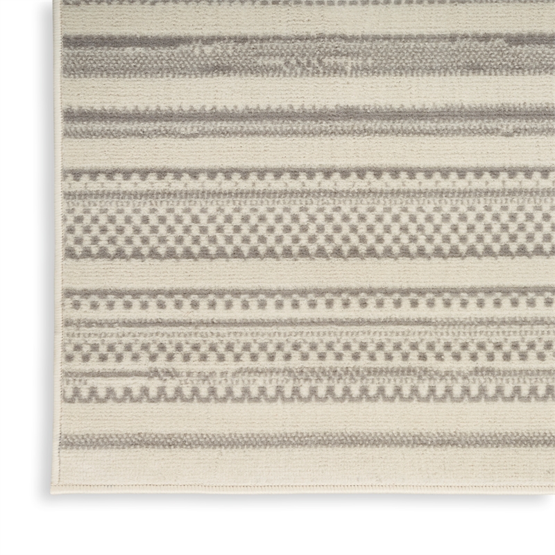 Nourison Home Grafix 5' x 7' Fabric Ivory Gray Modern Indoor Area Rug