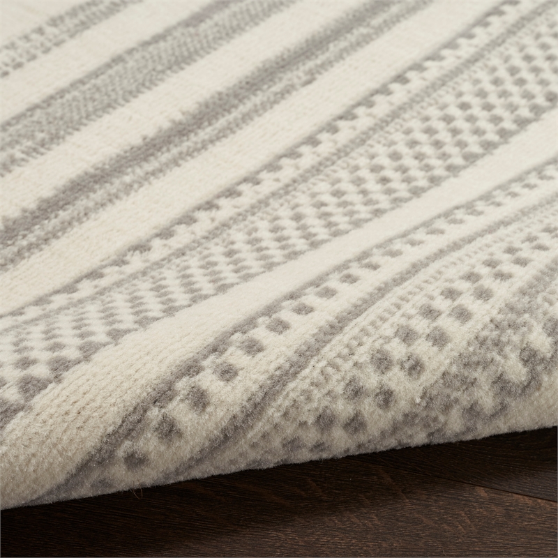 Nourison Home Grafix 5' x 7' Fabric Ivory Gray Modern Indoor Area Rug