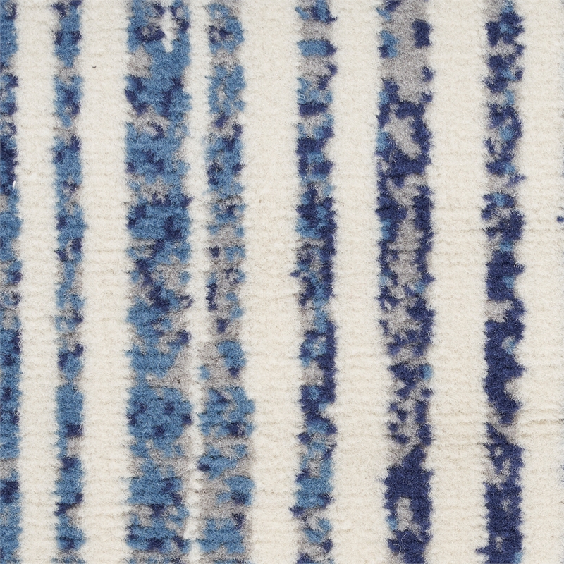 Nourison Home Grafix 8' Runner Fabric Blue Grey Modern Indoor Area Rug