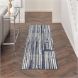 Nourison Home Grafix 8' Runner Fabric Blue Grey Modern Indoor Area Rug