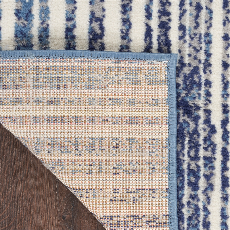 Nourison Home Grafix 8' Runner Fabric Blue Grey Modern Indoor Area Rug