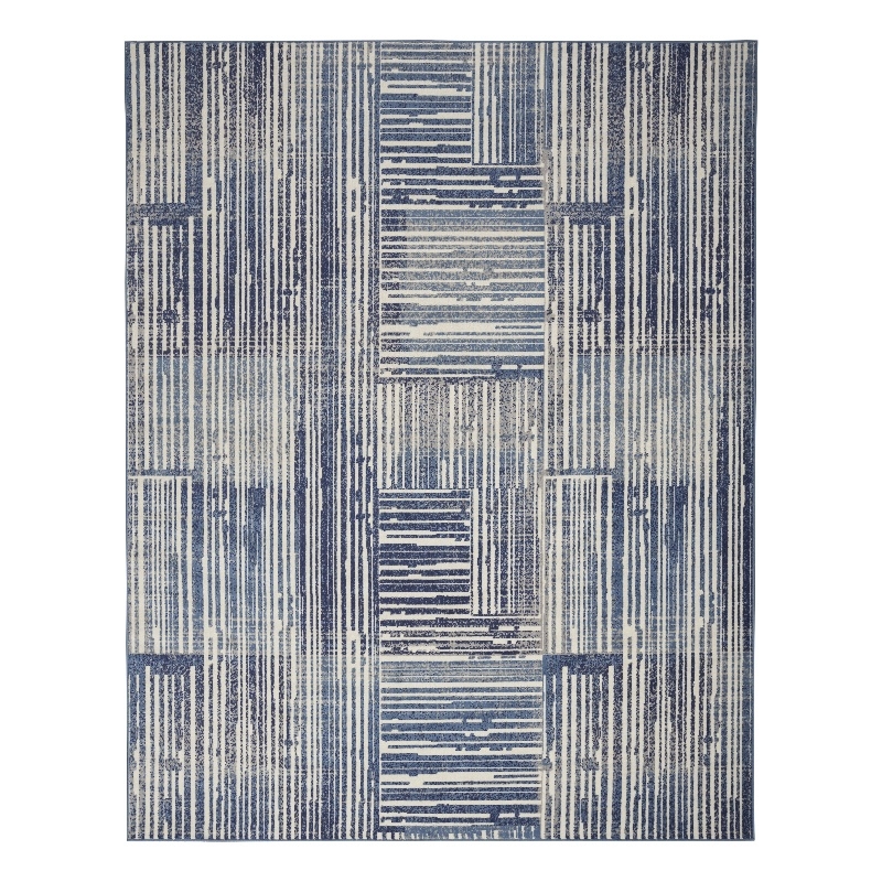 Nourison Home Grafix 8' x 10' Fabric Blue Grey Modern Indoor Area Rug